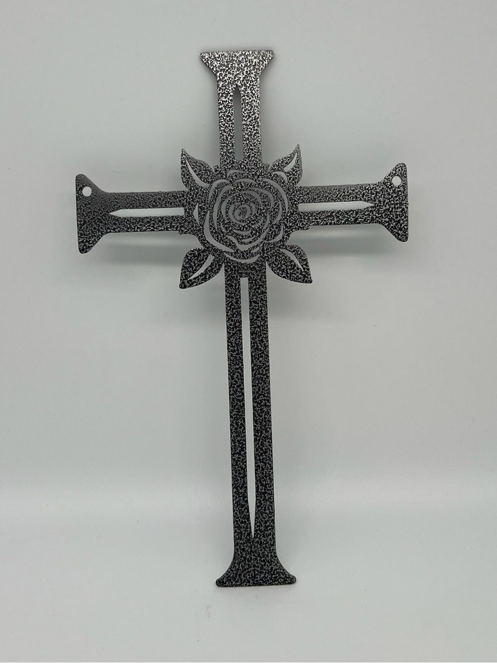 Redline Steel Laser Cut Metal Wall Art Decorative Sign Black Speckled Rose Cross